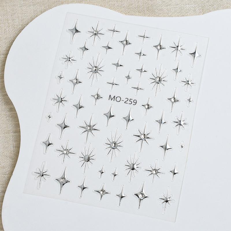 

5D Рельеф Каваи Алмазная Звезда Наклейки для Нейл-Арта Мульти Мангсинг Украшения для Ногтей Самоклеящиеся Наклейки Аксессуары серебряный