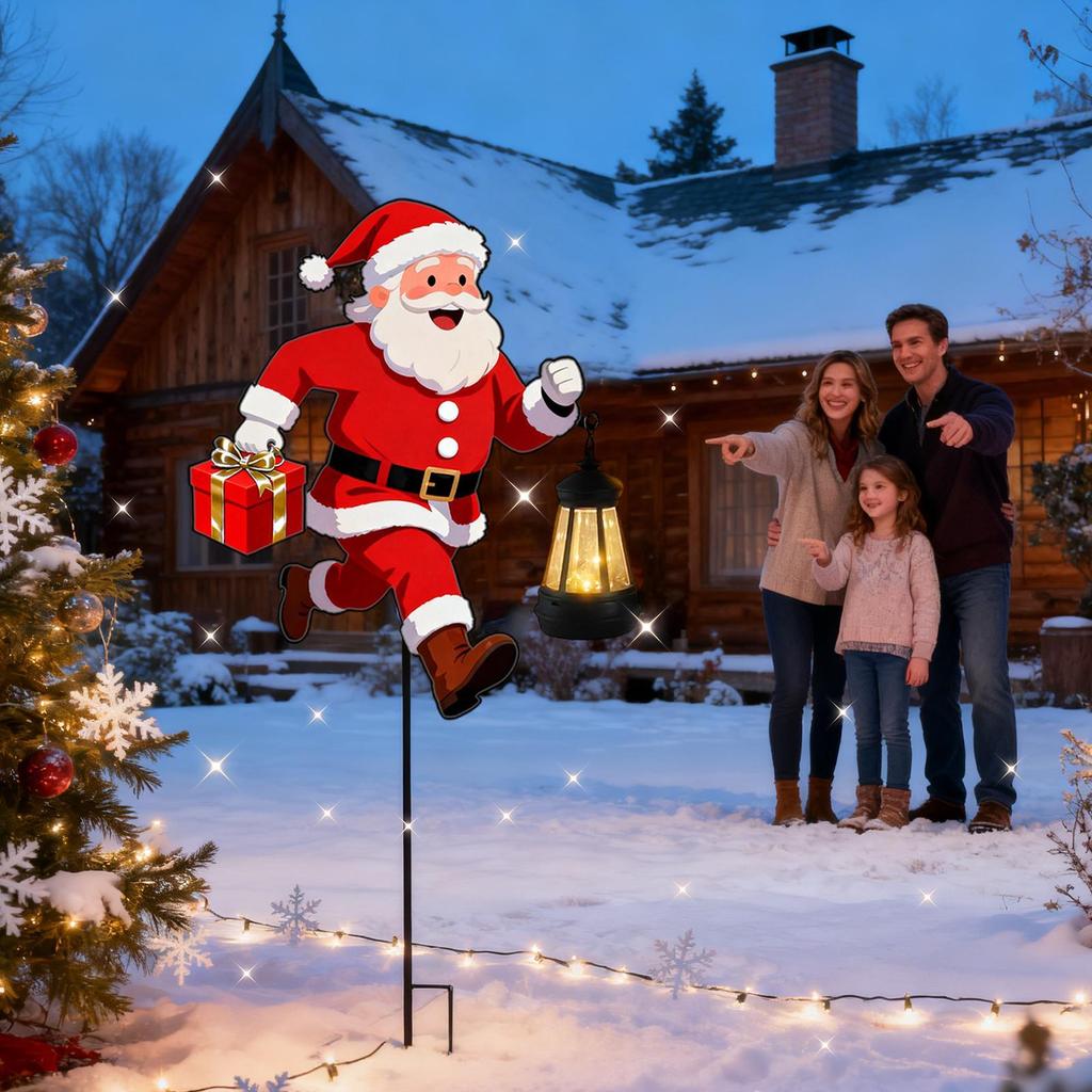Solar Christmas Palace Lantern Warm lights Santa Claus Outdoor Garden Lights for Yard Lawn Holiday Party Decor
