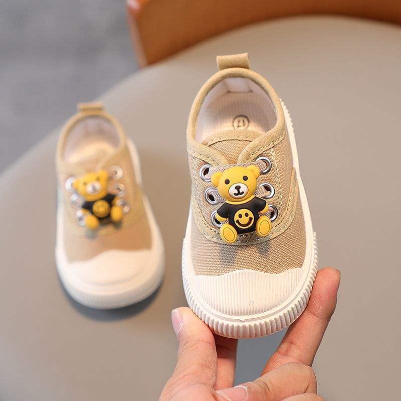 

Autumn and winter velvet baby shoes spring and autumn handsome boys and girls baby toddler shoes anti-drop children s canvas shoes one pedal inner length 13.5cm [size 19]