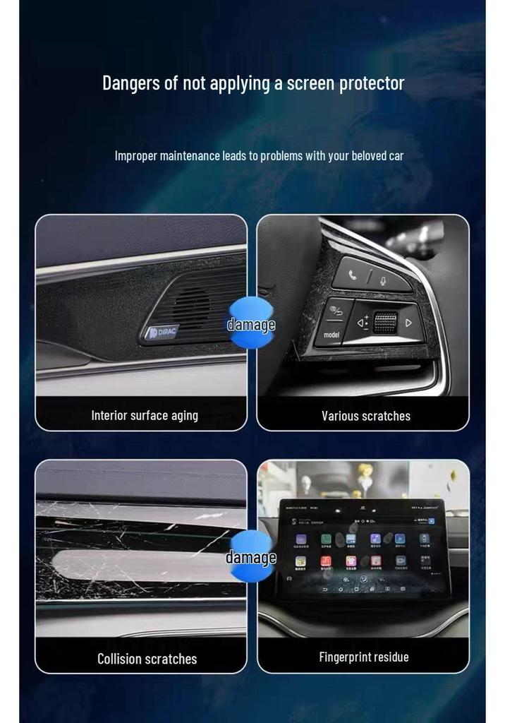New Cadillac CT6 Interior TPU Protective Film: Center Console, Gear Shift, and Navigation.