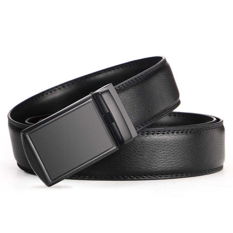Men's Casual Anti-Pull 3.5 Automatic Buckle Two-Layer Cowhide Belt