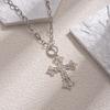 Hollow Cross Necklace Retro Fashion Light Luxury Niche Diamond Accessories Temperament Versatile Collarbone Chain