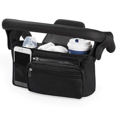 Stroller Bag with 2 Insulated Drink Holders, Stroller Storage Bag Organizer, 2-Way Handheld & Shoulder Bag, Large Capacity, Water-Repellent, Lightweig