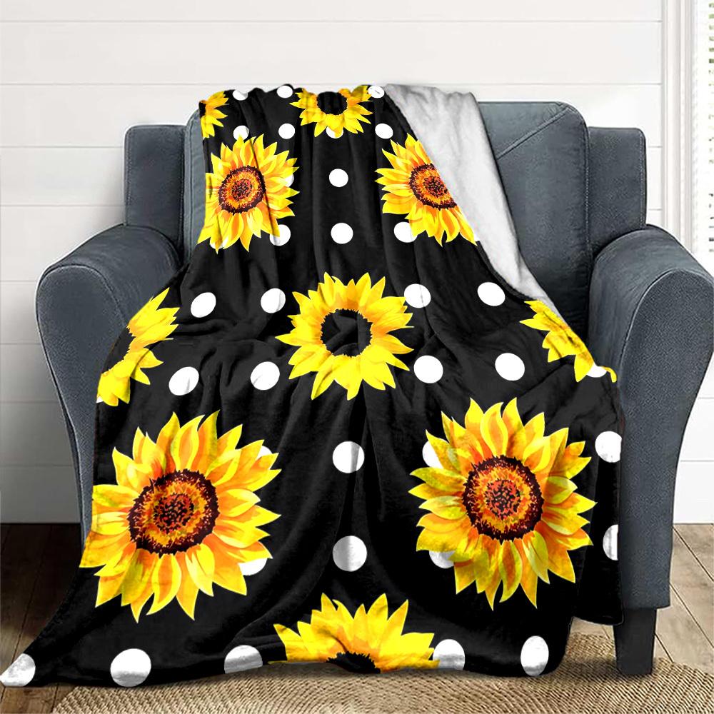1pc Sunflower Pattern Blanket Warm, Cozy, And Soft, Suitable for Sofas, Beds, Cars, And Office Use.Perfect for Camping And Travel, Making It a Great G