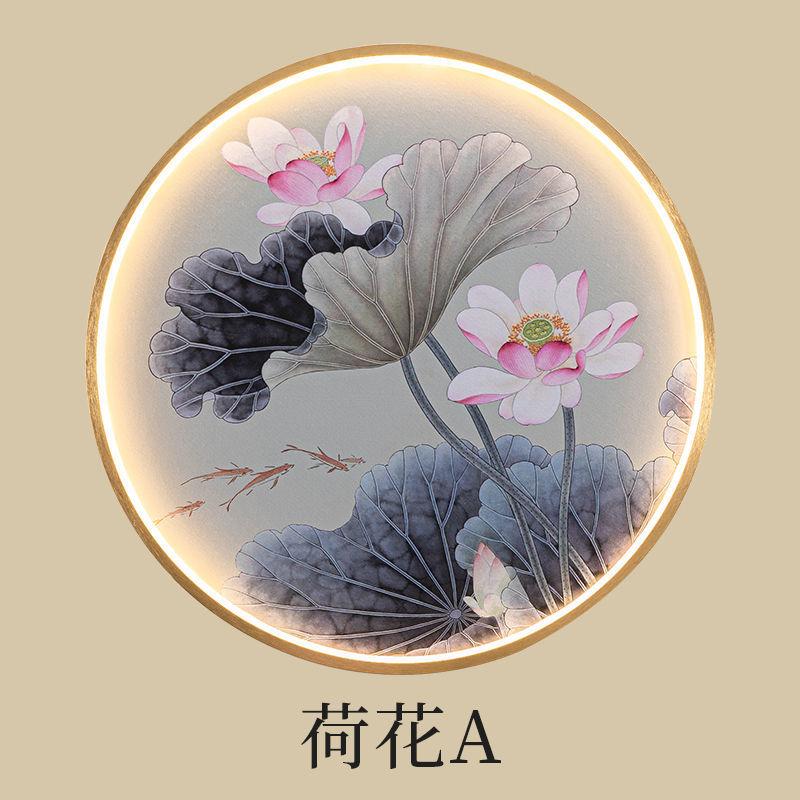 Chinese Style Wall Lamp Living Room Decoration with Light Crystal Porcelain Mural Home Decor Round Zen Free Wiring Porch Light