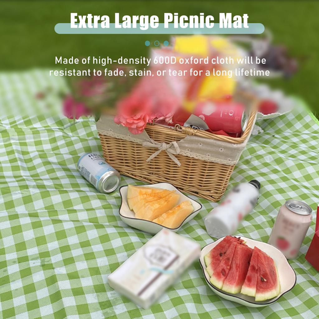 6.5 X 6.5 FT Picnic Blanket Outdoor Extra Large Folding Picnic Mat Waterproof Sandproof Garden