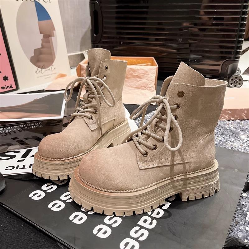 

Короткие ретро-ботинки из кожи Amiu, ботинки Мартин с отворотом, женские осенне-зимние новые ботинки цвета ревеня, ботинки-локомотивы на толстой подошве, два способа носки 40