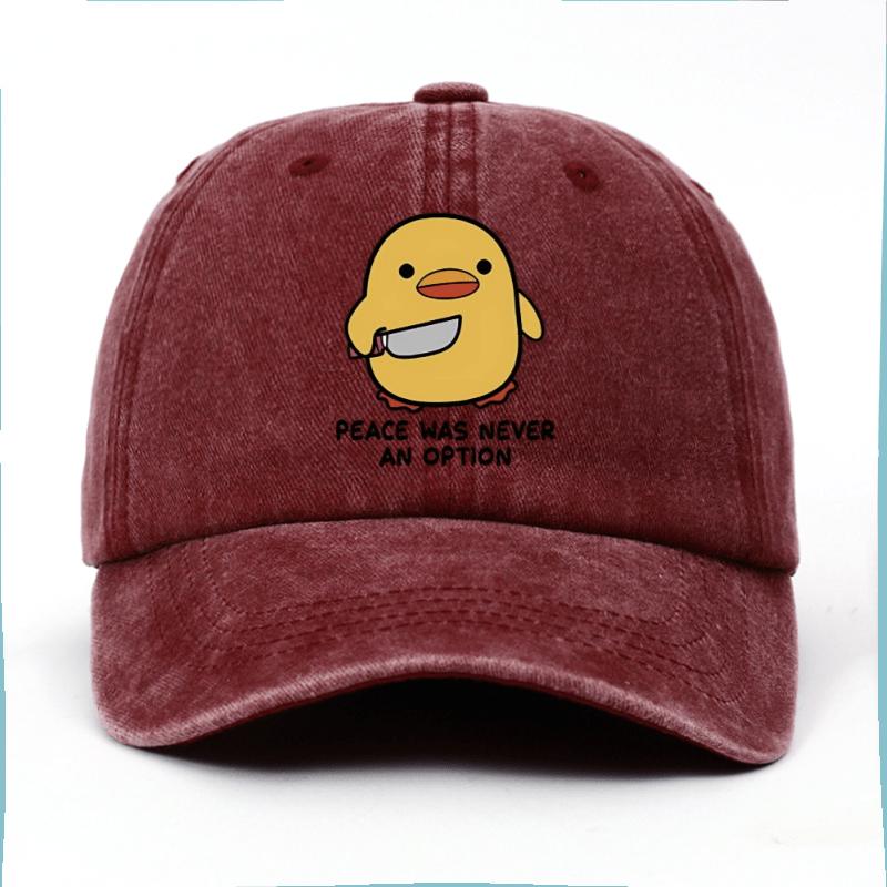 Yellow Duck Letter Printed Baseball Hat for Unisex and Women Adjustable for Travel Sunscreen LightweightBreathable Comfortable
