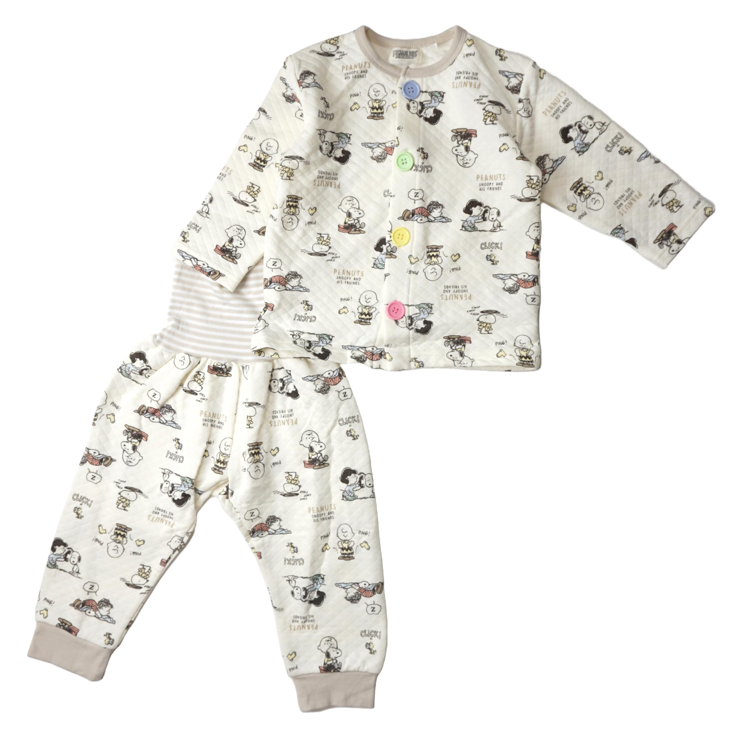 

Пижамный комплект Snoopy Quilt с открытой передней частью и поясом на животе, детская пижама с поясом на животе для мальчиков и девочек 90 см 95 см 100 см бежевый 100 [Takihyo] бежевый