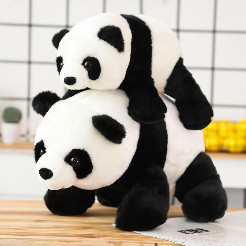 Black and White Cloth Doll Lying Down Panda Plush Toy Giant Panda Cute Doll Birthday Gift Hug Bear for Girl