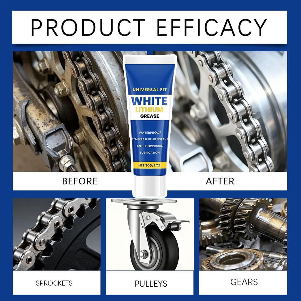 White Lithium Grease Lubricant Waterproof Bearing & Hinge Lube for Garage Door Automotive Parts Metal Protection