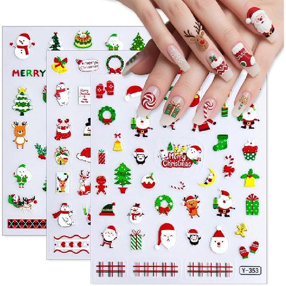 Winter Snowflake Nail Art Stickers, 3D Embossed Exquisite Snowflake Nail Decals Self-Adhesive Christmas Craft Nails Accessories for Women Girls DIY