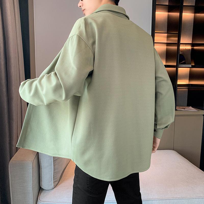 Tooling Shirt Jacket Men, Spring and Autumn Korean Version of Casual Youth Shirt Fashion Loose Cardigan Jacket Men