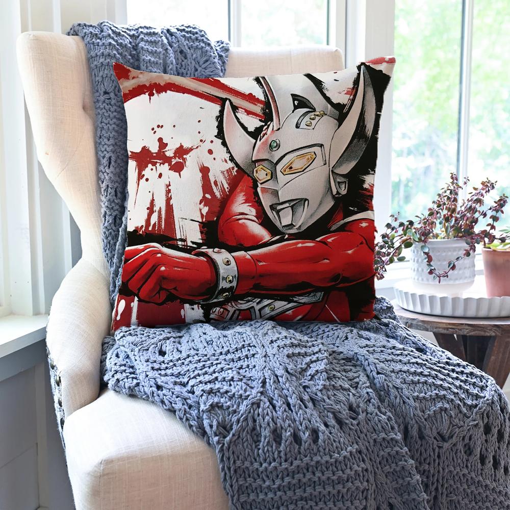 U-Ultraman Animated Hero Pillow Case Square Pillow Bedroom Sofa Leisure Comfort Cushion Car Living Room Home Decoration 40X40