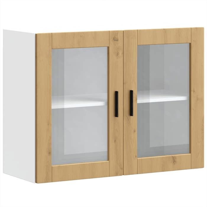 VidaXL Wall-mounted Kitchen Cabinet Glass Door Porto Artisan Oak, Kitchen Wall Unit, Wall Cabinets with 854096