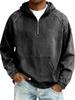 Men's Distressed Retro Long Sleeve Hooded Zip-Up Hoodie