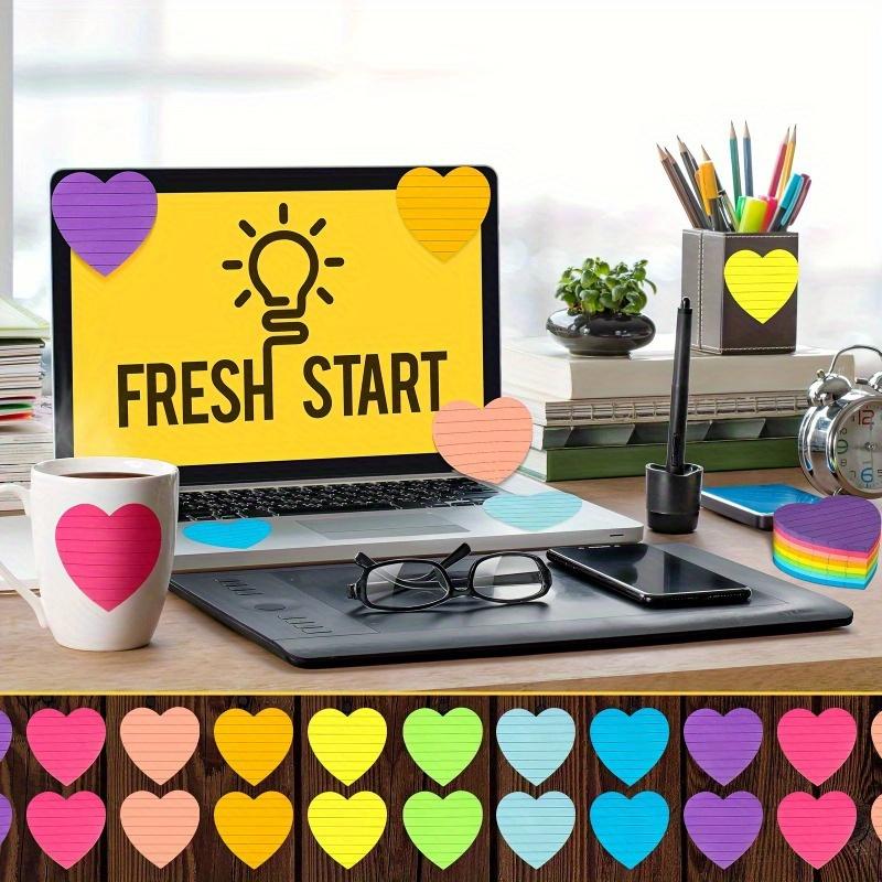 8pads 30sheet/pad Heart-Shaped Lined Sticky Notes - Vibrant Colorful Reminders for Tips, Self-Adhesive Memo Pads
