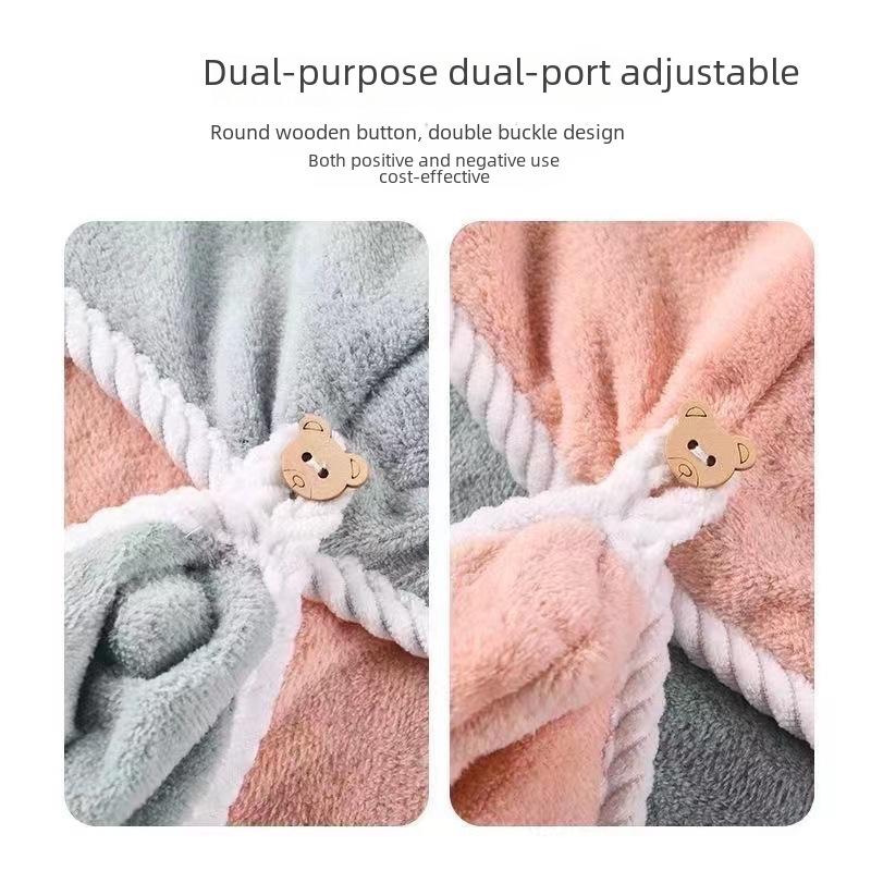 Super Soft Double-Layer Coral Fleece Hair Drying Cap & Headband