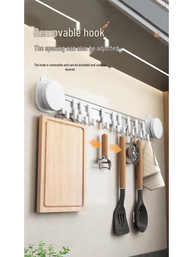 Wall-Mounted No-Drill Kitchen Hooks: Multifunctional Spatula and Utensil Storage Rack & Clothes Hanger