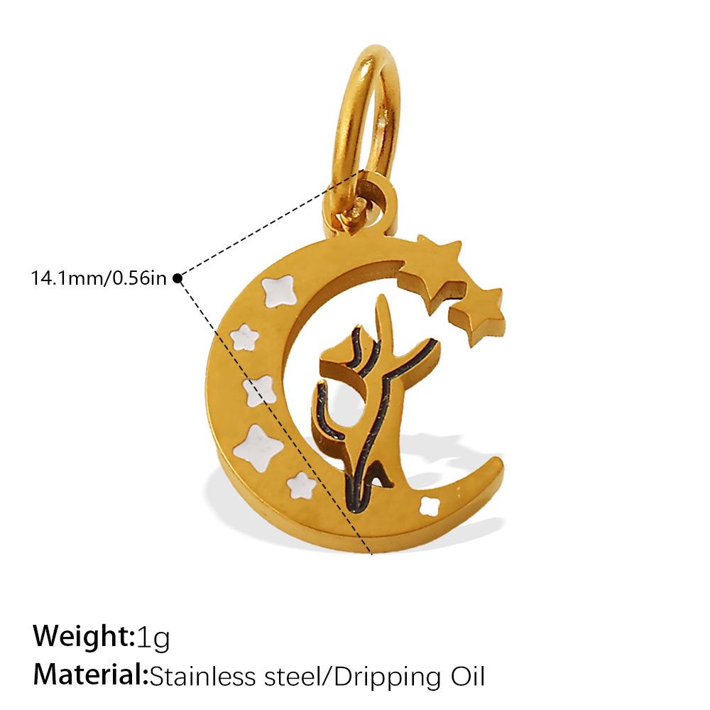 18K Gold-Plated Stainless Steel Moon Heart Diamond Pendant for DIY Jewelry
