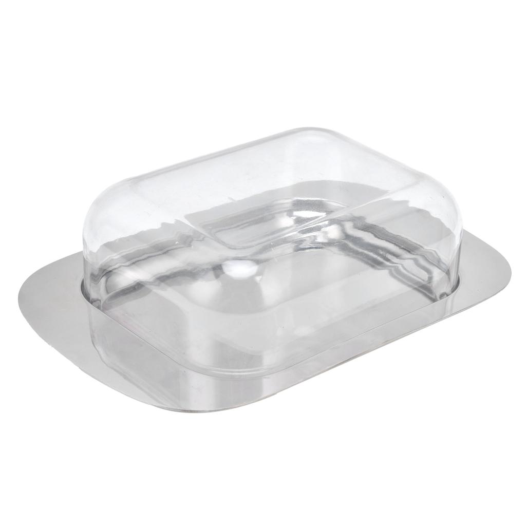 Stainless Container Quadrate Butter Steel Dish Cheese Keeper With Transparent Lid For Kitchen