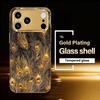 Chic Black Base with Gold mobile phones Glass phone case for iphone 17 pro max cover for iPhone 17 16 15 14 13 12 11pm Pro Plus