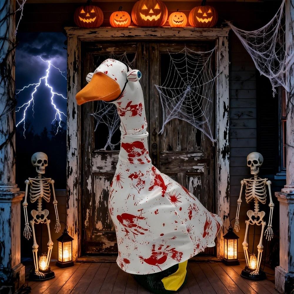 Blood Splatter Halloween Bloody Goose Costume Set Detachable Bloody Eyeball Dark Style Bloody Hand Print Scary Goose Clothing