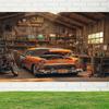 Classic Garage Workshop Tapestry: Auto Enthusiast's HavenWall Decoration Background Cloth, Bedroom Room Home Decoration