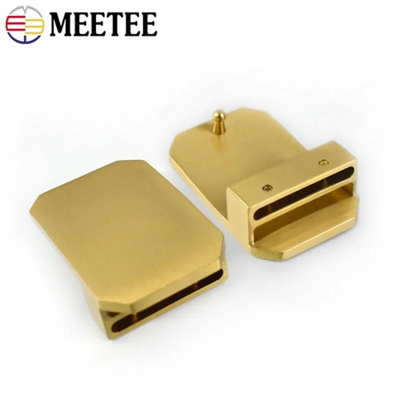 Meetee 35/40mm Mosiężna Klamra do Paska Gładki Klips Końcowy do Paska Zamiennik Głowy Paska Akcesoria Sprzętowe do Odzieży DIY