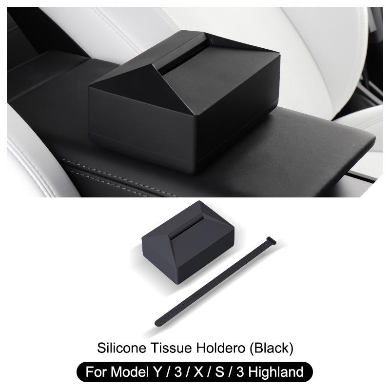 For Tesla Model 3/Y/X/S/3 Highland Car Tissue Holder Box Armrest Seat Back Napkin Center Console Storage Bag Silica Paper Holder