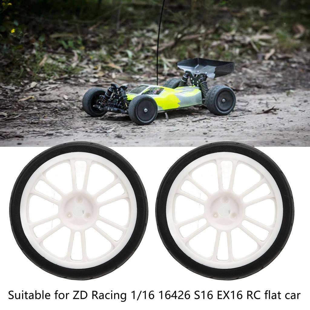 2PCS RC Racing Tire Plastic Wheel Hub and Rubber Tire for ZD Racing 1/16 16426 S16 EX16 Black and White