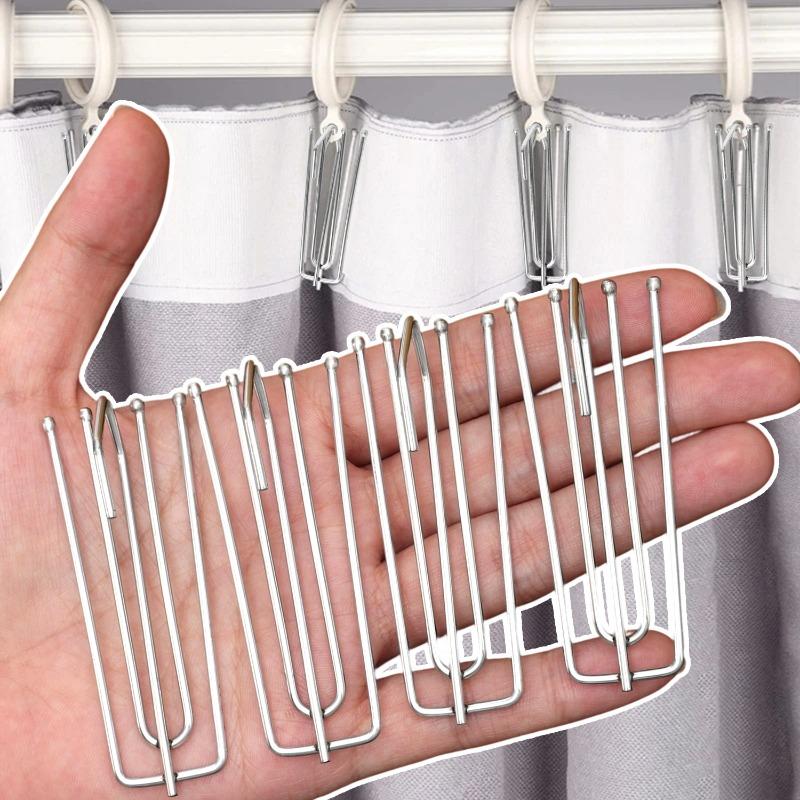 Heavy Duty Alloy Curtain Hook Metal Pinch Pleat Drapery Hardware Rustproof Window Treatment Accessories Fork Design Easy Install