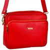 Fashionable Red Leather Messenger Bag with Gold Fittings Vezze