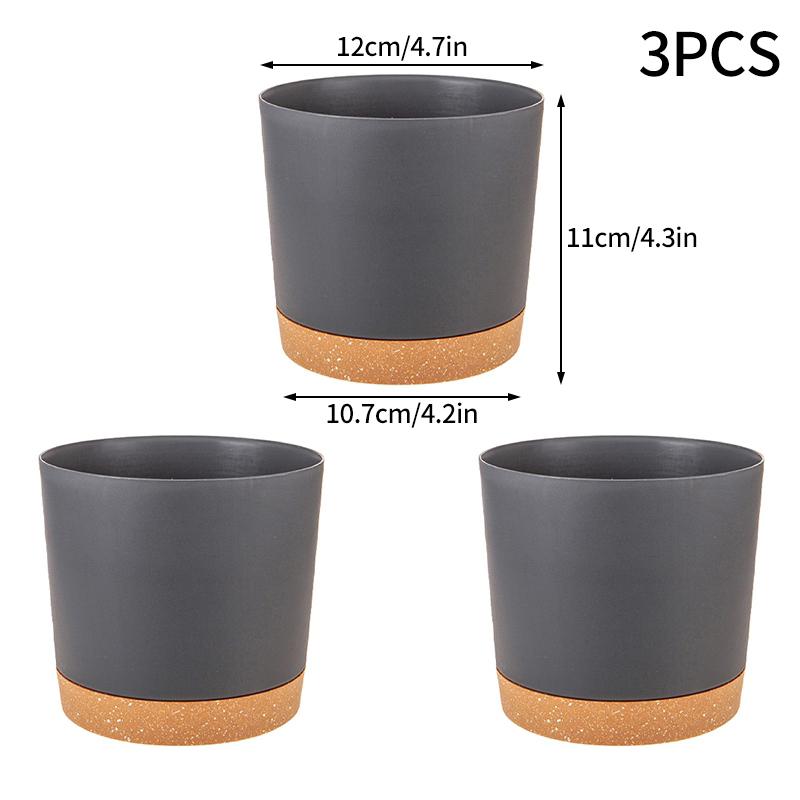 

Lazy Self Watering Planters Plastic Plant Pots with Drainage Holes and Saucers Indoor Outdoor Flower Pots Home Garden Decor 3PCS сірий