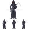 Unisex Children Mysterious Horror Grim Reaper Costume With Glowing Red Eyes And Scythe For Halloween Fun