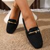Women Mesh Hollow Out Patent Leather Round Toe Ballet Flat Casual Shoes with Metal Buckle Slip On Loafers for Daily Wear