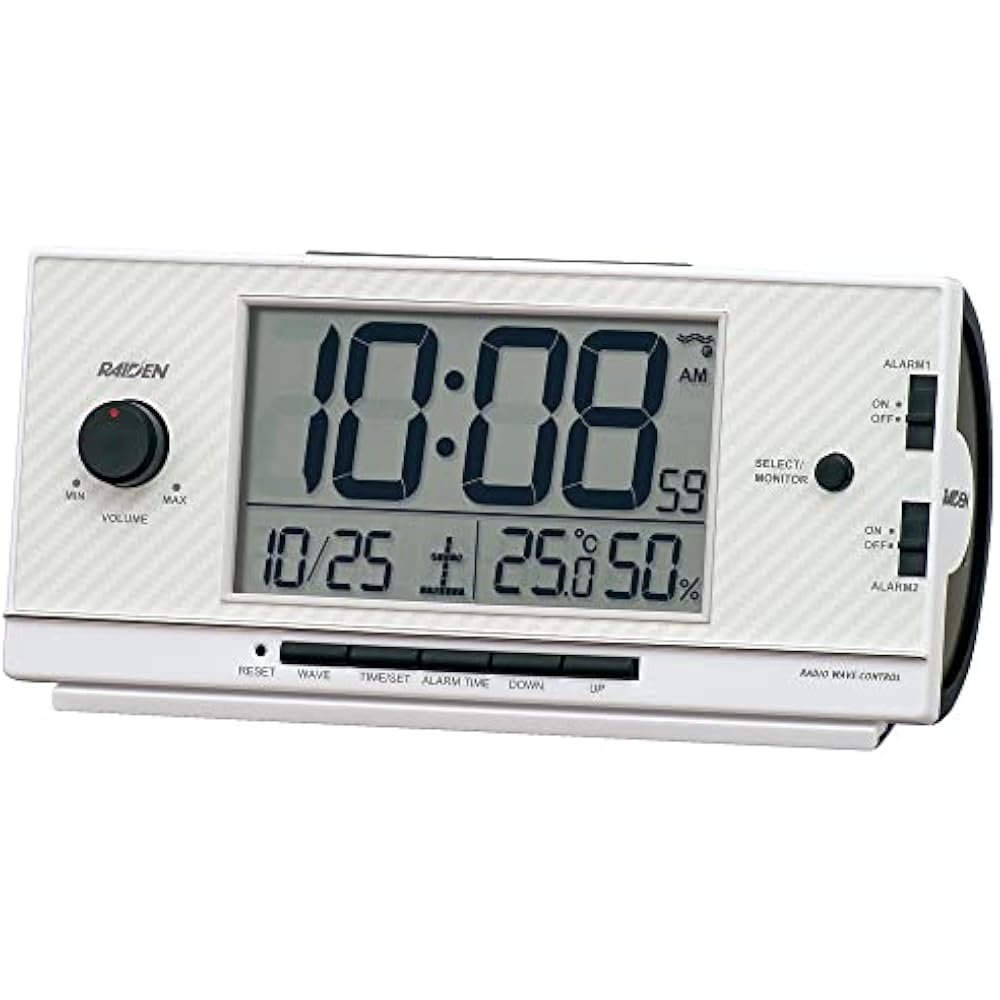 Seiko Clock Alarm Clock Radio Wave Digital High Volume PYXIS RAIDEN Raiden White Pearl 77 X 167 X...