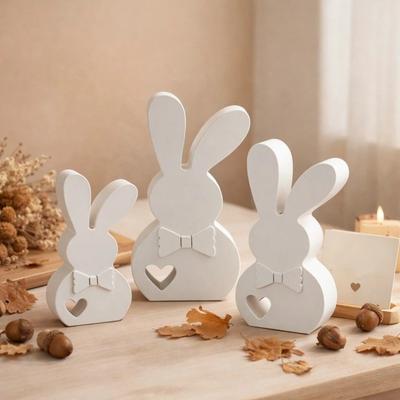 Moule en Silicone Lapin de Pâques Mignon Statue Animale Anti-adhésive Moule Lapin 3D Art Artisanat Moules Réutilisables pour Coulée de Résine Décoration de Maison