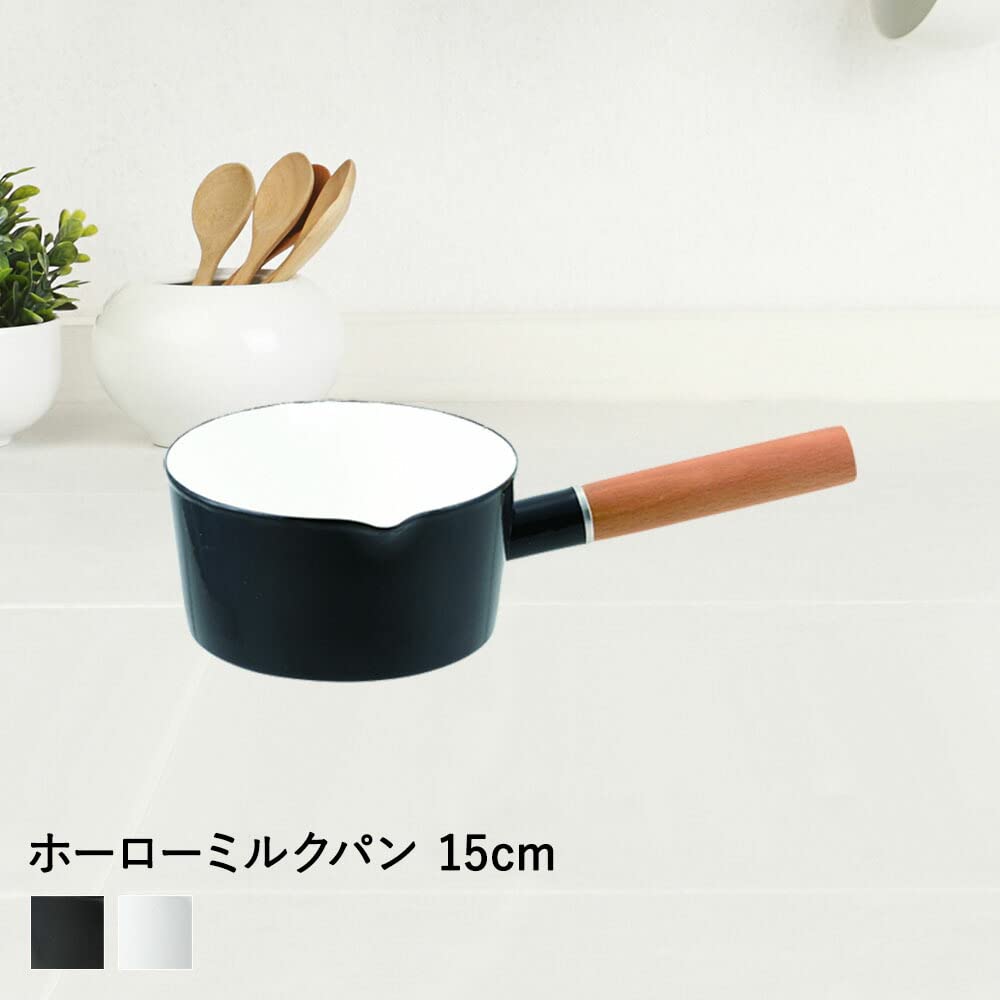 Pearl Metal Presage Enamel Milk Pan 15cm Black