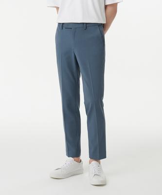 Tapered Hidden Banding Crop Slacks [Dusty Blue]