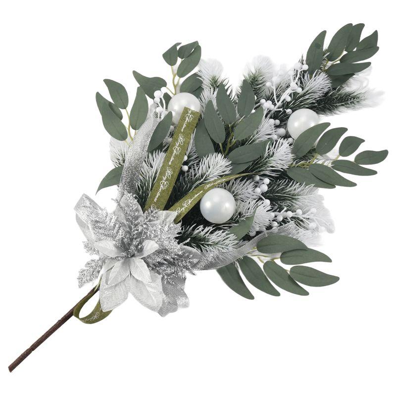 

M-Modern-Artificial Christmas Teardrop Swag With Berry, Flower And Ball Ornaments For Front Door Indoor & Outdoor Home Xmas Deco