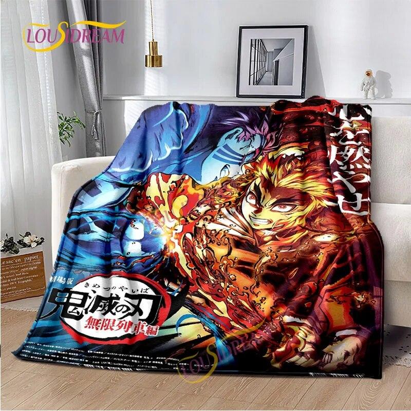 Japanese Cartoon Series Blanket Living Room Bed Sofa Travel 3D Demon Slayer Blanket Cartoon Home Office Hiking Gift