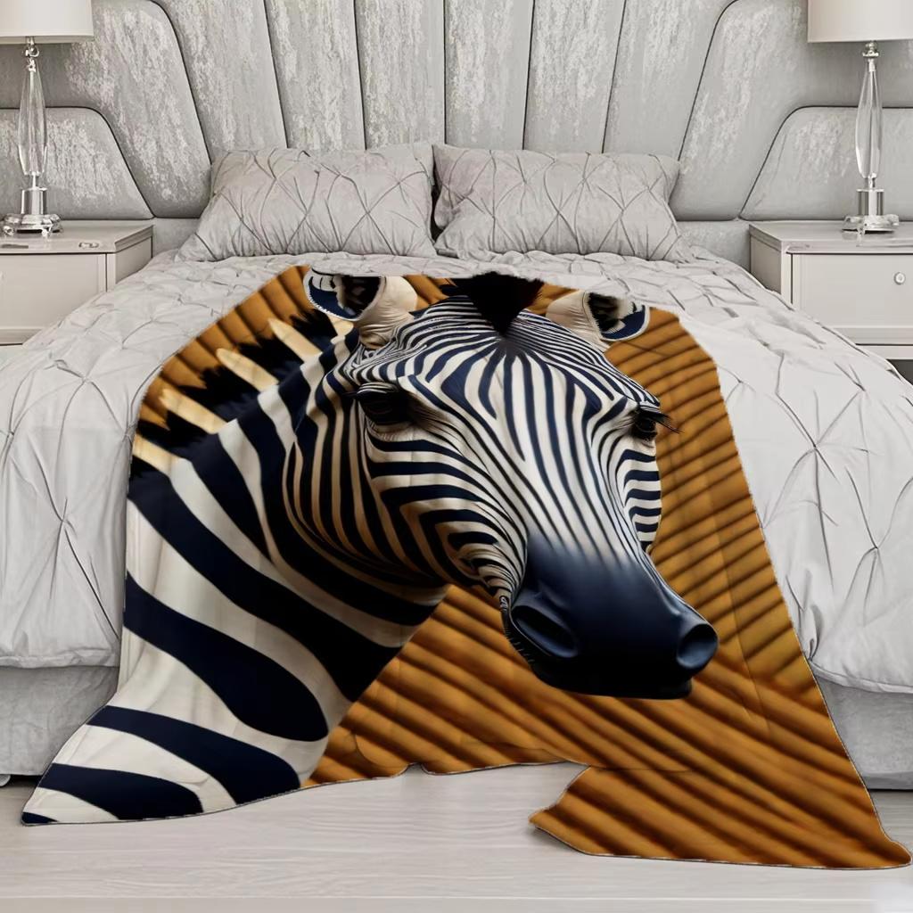 Zebra Pattern Blanket Microfiber Flannel Cover Blanket Bedroom Living Room Sofa Soft And Comfortable Home Decoration