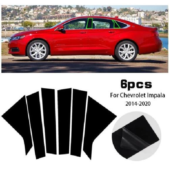 6Pcs/Set Black Pillar Posts For Chevy Impala 2014- Door Trim Piano Cover Kit