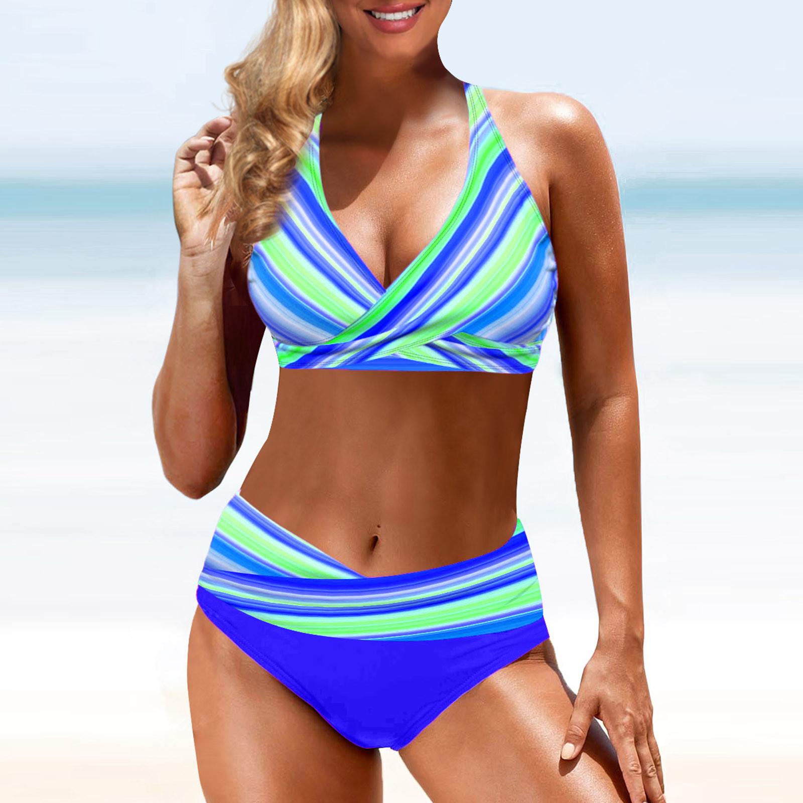 

Женское модное бикини с разрезом и высокой талией, с подушечками для бюстгальтера и без стального купальника с бюстгальтером XXL синий