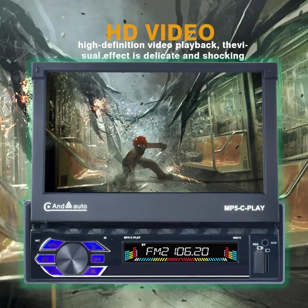 TOYOUSONIC 7 Inch Car Radio Retractable Screen Universal Multimedia Video Player CarPlay Android Auto USB BT 1 Din MP5 Stereo