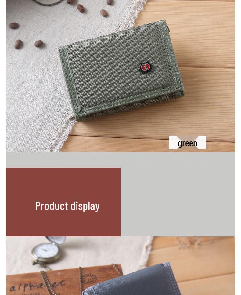 Men's 2025 Solid Color Korean Style Tri-fold Canvas Wallet & Coin Purse