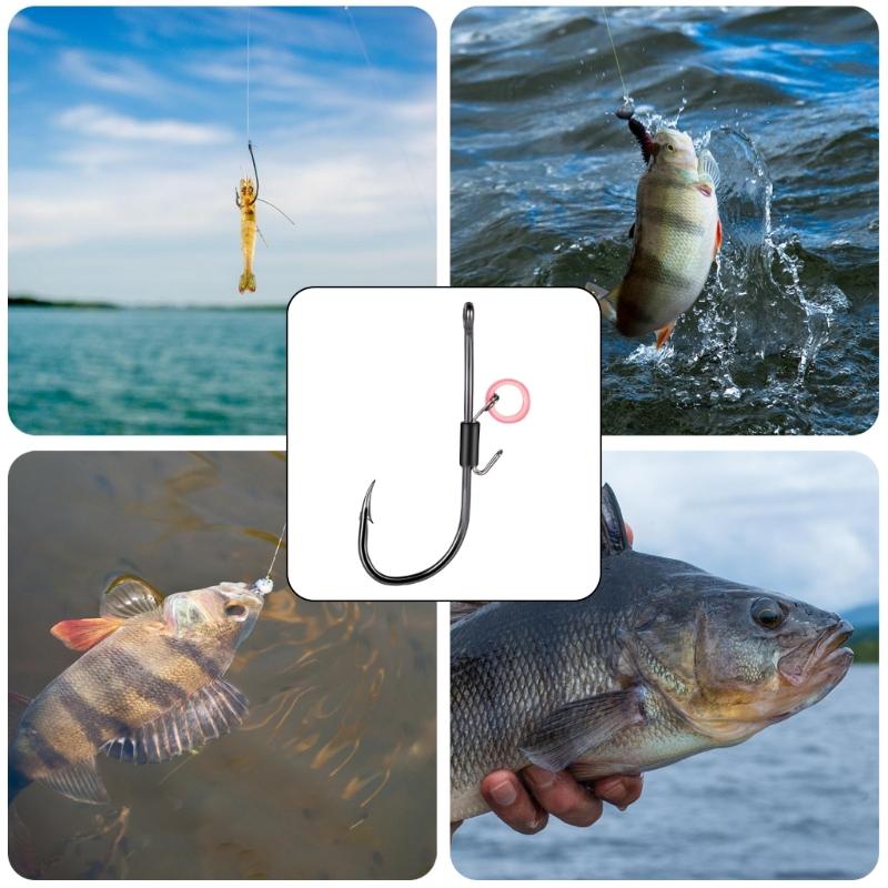 10Pcs Baitholder Fishing Hook Live Shrimp Live Catfishes Fishing Shrimp Holder Hook Carbon Steel Long Shank Barbed Hook