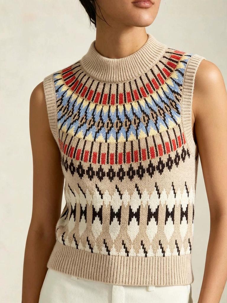 Yuehe Cross 2026 Women's Classic Retro Embroidered Knit Sweater