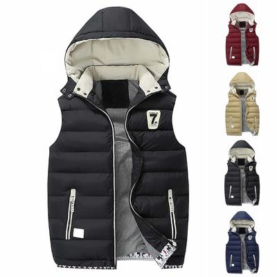 Unisex Winter Einfarbig Reißverschluss Jacke Unisex Casual Fashion Oberbekleidung Mit Kapuze Ärmellose Weste